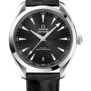 Omega Aqua Terra 150M Co-Axial Master Chronometer Watch - 41 mm Steel Case - Black Dial - Black Leather Strap - 220.13.41.21.01.001