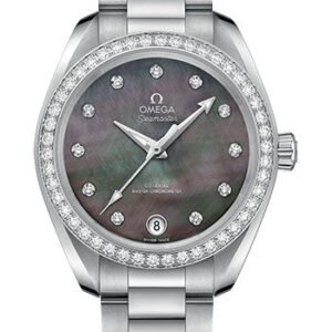 Omega Seamaster Aqua Terra 150M Co-Axial Master Chronometer Watch - 34 mm Steel Case - Tahiti Mother-Of-Pearl Diamond Dial - 220.15.34.20.57.001