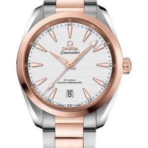 Omega Aqua Terra 150M Co-Axial Master Chronometer Watch - 38 mm Steel And Sedna Gold Case - Silvery Dial - Brushed And Polished Steel And Sedna Gold Bracelet - 220.20.38.20.02.001