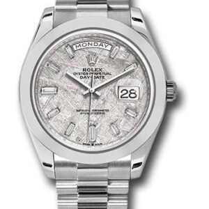 Rolex Rolex Platinum Day-Date 40 Watch - Smooth Bezel - Meteorite Baguette Diamond Dial - President Bracelet - 228206 mtdp