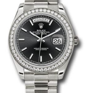 Rolex White Gold Day-Date 40 Watch -  Bezel - Black Index Dial - President Bracelet - 228349RBR bkip