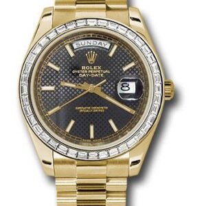 Rolex Yellow Gold Day-Date 40 Watch - Bezel - Black Diagonal Motif Index Dial - President Bracelet - 228398TBR bkdmip