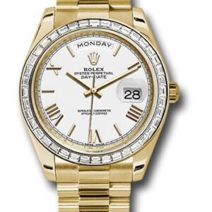 Rolex Yellow Gold Day-Date 40 Watch -  Bezel - White Bevelled Roman Dial - President Bracelet - 228398TBR wrp