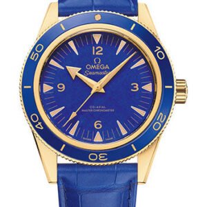 Omega Seamaster 300 Omega Co-Axial Master Chronometer - 41 mm Yellow Gold Case - Deep Blue Dial - Blue Leather Strap - 234.63.41.21.99.002