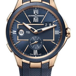 Ulysse Nardin Executive Dual Time 42 mm Beware of Blast - Rose Gold Case - Blue Dial - Rubber Strap