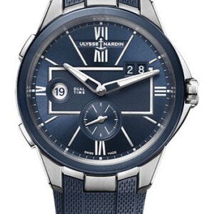 Ulysse Nardin Executive Dual Time 42 mm Beware of Blast - Steel Case - Blue Dial - Rubber Strap