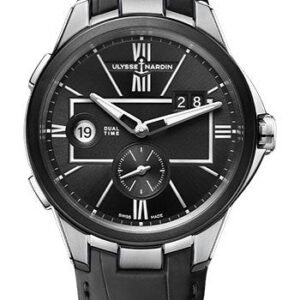 Ulysse Nardin Executive Dual Time 42 mm Beware of Blast - Steel Case - Black Dial - Leather Strap
