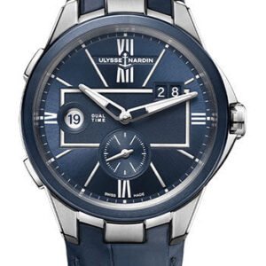 Ulysse Nardin Executive Dual Time 42 mm Beware of Blast - Steel Case - Blue Dial - Leather Strap
