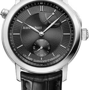 Audemars Piguet Jules Audemars Grande Sonnerie Carillon 39mm Black Guilloche Index Platinum Leather | 26344PT.OO.D002CR.02