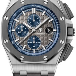 Audemars Piguet Royal Oak Offshore Selfwinding Chronograph Watch - 44mm Titanium Ceramic Case - Grey and Blue Dial - Grey Rubber Strap - 26400IO.OO.A004CA.02