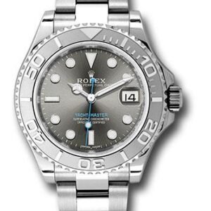 Rolex Steel and Platinum Rolesium Yacht-Master 37 Watch - Dark Rhodium Dial - 268622 dkrh