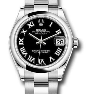 Rolex Steel and White Gold Datejust 31 Watch - Domed Bezel - Black Roman Dial - Oyster Bracelet - 2020 Release - 278240 bkro