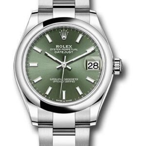 Rolex Steel and White Gold Datejust 31 Watch - Domed Bezel - Mint Green Index Dial - Oyster Bracelet - 2020 Release - 278240 mgio