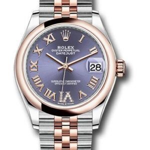 Rolex Steel and Everose Gold Datejust 31 Watch - Domed Bezel - Chocolate Diamond Roman VI Dial - Jubilee Bracelet - 278241 aubdr6j
