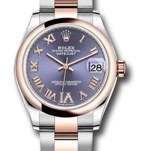 Rolex Steel and Everose Gold Datejust 31 Watch - Domed Bezel - Chocolate Diamond Roman VI Dial - Oyster Bracelet - 278241 aubdr6o