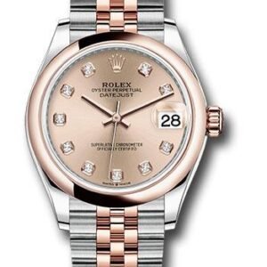 Rolex Steel and Everose Gold Datejust 31 Watch - Domed Bezel - Chocolate Diamond Dial - Jubilee Bracelet - 278241 rodj