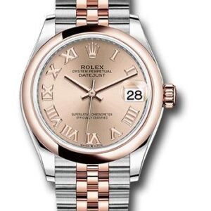 Rolex Steel and Everose Gold Datejust 31 Watch - Domed Bezel - Dark Rhodium Index Dial - Jubilee Bracelet - 278241 rorj