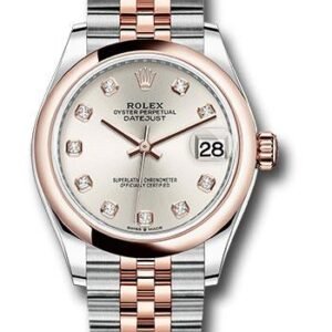 Rolex Steel and Everose Gold Datejust 31 Watch - Domed Bezel - Rose Diamond Dial - Jubilee Bracelet - 278241 sdj