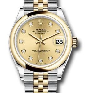 Rolex Steel and Yellow Gold Datejust 31 Watch - Domed Bezel - Champagne Diamond Dial - Jubilee Bracelet - 278243 chdj