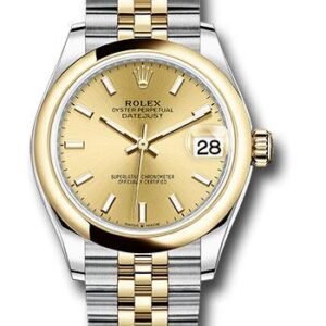 Rolex Steel and Yellow Gold Datejust 31 Watch - Domed Bezel - Champagne Index Dial - Jubilee Bracelet - 278243 chij