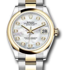 Rolex Steel and Yellow Gold Datejust 31 Watch - Domed Bezel - Mother-of-Pearl Diamond Dial - Oyster Bracelet - 278243 mdo