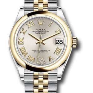 Rolex Steel and Yellow Gold Datejust 31 Watch - Domed Bezel - Silver Diamond Roman Six Dial - Jubilee Bracelet - 278243 sdr6j