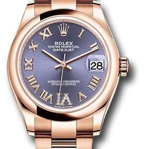 Rolex Everose Gold Datejust 31 Watch - Domed Bezel - Aubergine Diamond Six Dial - Oyster Bracelet - 278245 aubdr6o