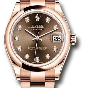 Rolex Everose Gold Datejust 31 Watch - Domed Bezel - Chocolate Diamond Dial - Oyster Bracelet - 278245 chodo