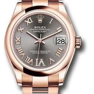 Rolex Everose Gold Datejust 31 Watch - Domed Bezel - Rhodium Diamond Six Dial - Oyster Bracelet - 278245 dkrhdr6o