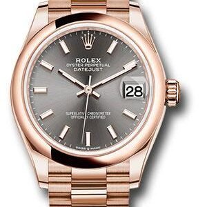 Rolex Everose Gold Datejust 31 Watch - Domed Bezel - Rhodium Index Dial - President Bracelet - 278245 dkrhip