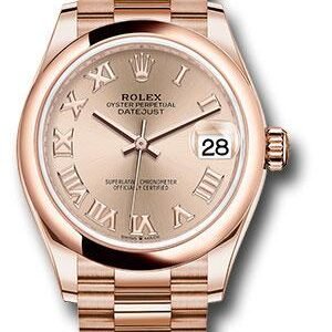 Rolex Everose Gold Datejust 31 Watch - Domed Bezel - Rose Roman Dial - President Bracelet - 278245 rsrp