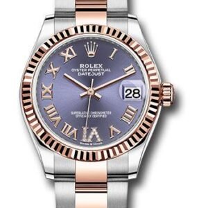 Rolex Steel and Everose Gold Datejust 31 Watch - Fluted Bezel - Chocolate Diamond Roman VI Dial - Oyster Bracelet - 278271 aubdr6o