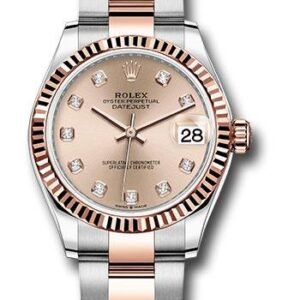 Rolex Steel and Everose Gold Datejust 31 Watch - Fluted Bezel - Chocolate Diamond Dial - Oyster Bracelet - 278271 rodo