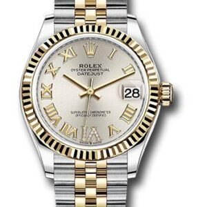 Rolex Steel and Yellow Gold Datejust 31 Watch - Fluted Bezel - Silver Diamond Roman Six Dial - Jubilee Bracelet - 278273 sdr6j