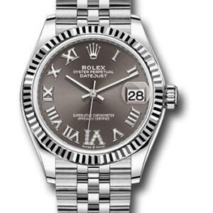 Rolex Steel and White Gold Datejust 31 Watch - Fluted Bezel - Dark Grey Roman Diamond 6 Dial - Jubilee Bracelet - 278274 dkgdr6j