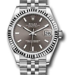 Rolex Steel and White Gold Datejust 31 Watch - Fluted Bezel - Dark Grey Index Dial - Jubilee Bracelet - 278274 dkgij