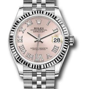 Rolex Steel and White Gold Datejust 31 Watch - Fluted Bezel - Pink Roman Diamond 6 Dial - Jubilee Bracelet - 278274 pdr6j