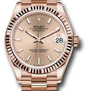 Rolex Everose Gold Datejust 31 Watch - Fluted Bezel - Rose Index Dial - President Bracelet - 278275 rsip