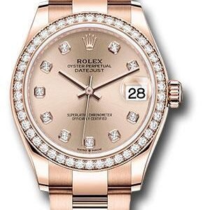 Rolex Everose Gold Datejust 31 Watch - Diamond Bezel - Rose Diamond Dial - Oyster Bracelet - 278285RBR rsdo