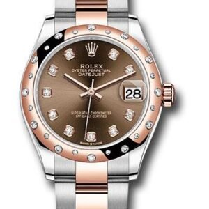 Rolex Steel and Everose Gold Datejust 31 Watch - 24 Diamond Bezel - White Roman Dial - Oyster Bracelet - 278341RBR chodo