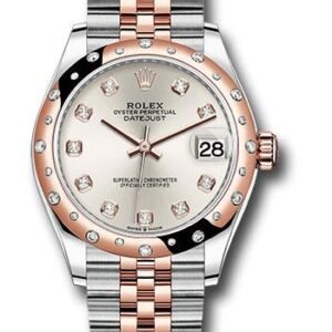 Rolex Steel and Everose Gold Datejust 31 Watch - 24 Diamond Bezel - Rose Diamond Dial - Jubilee Bracelet - 278341RBR sdj