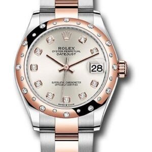 Rolex Steel and Everose Gold Datejust 31 Watch - 24 Diamond Bezel - Rose Diamond Dial - Oyster Bracelet - 278341RBR sdo