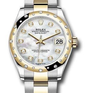 Rolex Steel and Yellow Gold Datejust 31 Watch - Domed Diamond Bezel - Mother-of-Pearl Diamond Dial - Oyster Bracelet - 278343 mdo