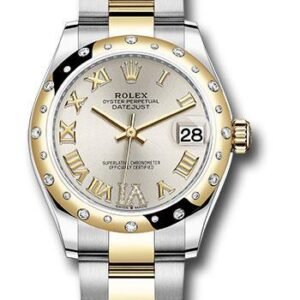 Rolex Steel and Yellow Gold Datejust 31 Watch - Domed Diamond Bezel - Silver Diamond Roman Six Dial - Oyster Bracelet - 278343 sdr6o
