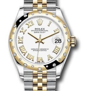 Rolex Steel and Yellow Gold Datejust 31 Watch - Domed Diamond Bezel - White Roman Dial - Jubilee Bracelet - 278343 wrj
