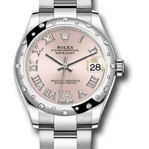 Rolex Steel and White Gold Datejust 31 Watch - Domed 24 Diamond Bezel - Pink Roman Diamond 6 Dial - Oyster Bracelet - 2020 Release - 278344RBR pdr6o