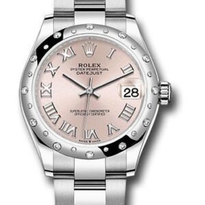 Rolex Steel and White Gold Datejust 31 Watch - Domed 24 Diamond Bezel - Pink Roman Dial - Oyster Bracelet - 2020 Release - 278344RBR pro