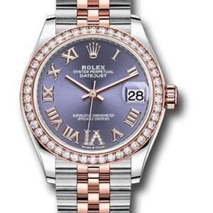 Rolex Steel and Everose Gold Datejust 31 Watch - 46 Diamond Bezel - Aubergine Diamond Roman VI Dial - Jubilee Bracelet - 278381RBR aubdr6j
