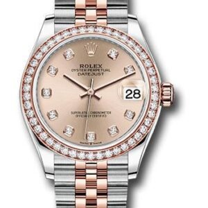 Rolex Steel and Everose Gold Datejust 31 Watch - 46 Diamond Bezel - Rose Diamond Dial - Jubilee Bracelet - 278381RBR rodj