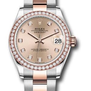 Rolex Steel and Everose Gold Datejust 31 Watch - 46 Diamond Bezel - Rose Diamond Dial - Oyster Bracelet - 278381RBR rodo